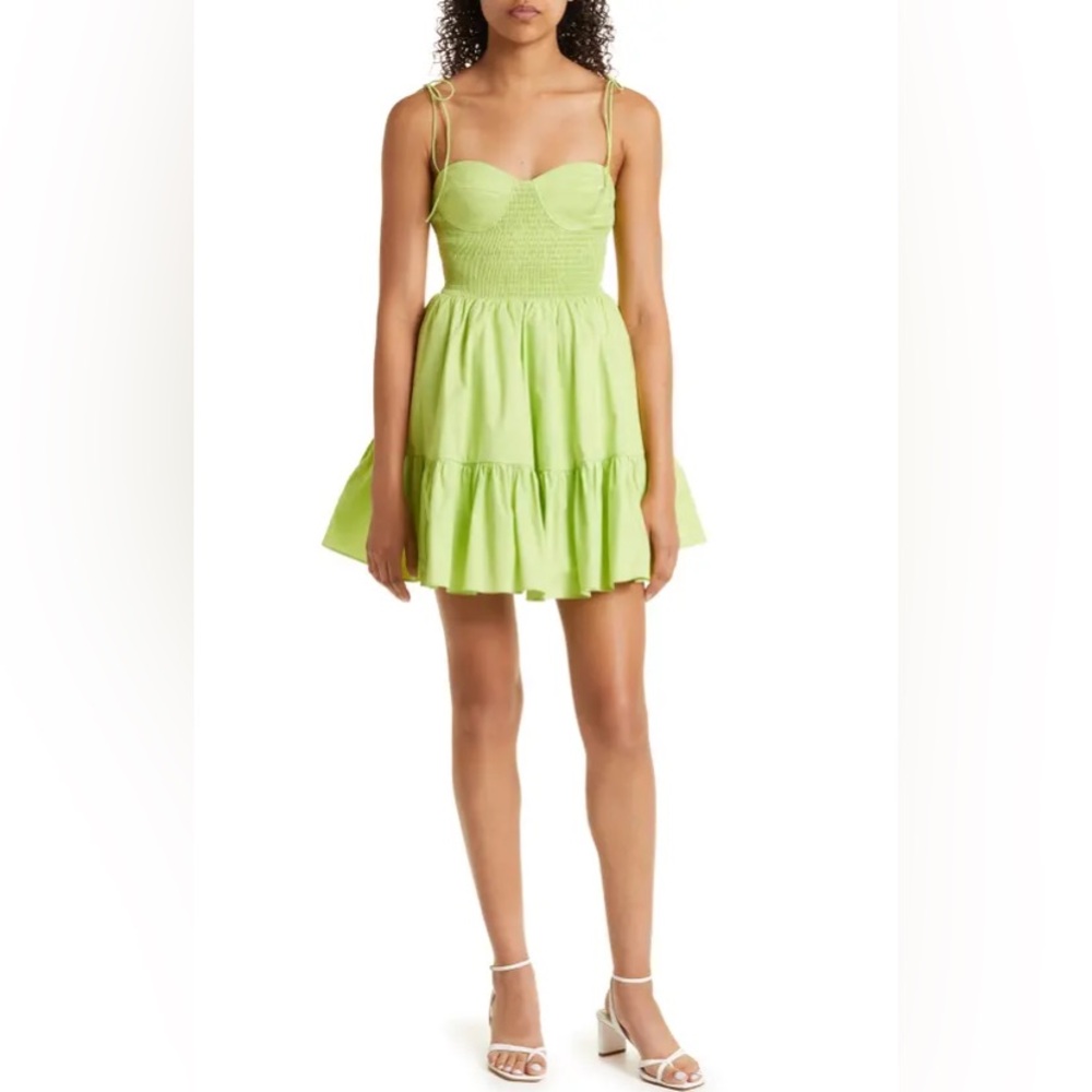 STAUD Mini Landry Dress Lime Green Size S